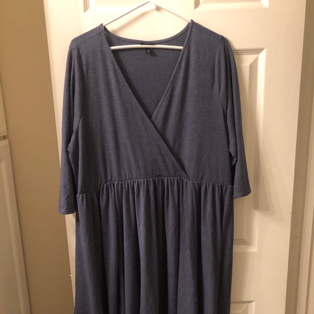 Blue V Neck Dress